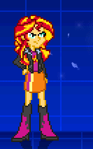 Size: 133x213 | Tagged: safe, artist:toonalexsora007, screencap, character:sunset shimmer, my little pony:equestria girls, animated, fiery shimmer, fighting game, fighting stance, fire, king of fighters, mugen, pyromancy, solo