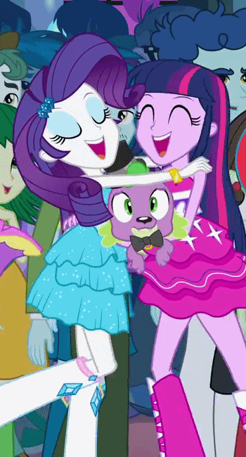 Size: 350x650 | Tagged: safe, screencap, character:aqua blossom, character:captain planet, character:curly winds, character:microchips, character:rarity, character:scott green, character:spike, character:twilight sparkle, character:twilight sparkle (alicorn), species:alicorn, species:dog, species:pony, equestria girls:equestria girls, g4, my little pony:equestria girls, animated, boots, cropped, curly winds, fall formal, fall formal outfits, high heel boots, hug, raised leg, scott green, some blue guy, spike gets all the mares, spike the dog, sweet leaf, thunderbass, twilight ball dress