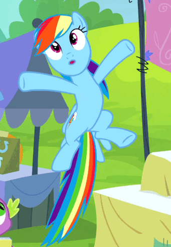 Size: 341x490 | Tagged: safe, screencap, character:rainbow dash, character:spike, episode:trade ya, g4, my little pony: friendship is magic, animated, flying