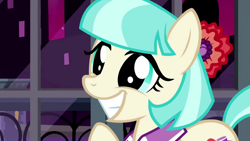 Size: 1280x720 | Tagged: safe, screencap, character:coco pommel, episode:made in manehattan, g4, my little pony: friendship is magic, cocobetes, cute, grin, smiling, solo
