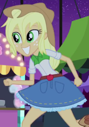 Size: 440x630 | Tagged: safe, screencap, character:applejack, episode:a perfect day for fun, equestria girls:rainbow rocks, g4, my little pony:equestria girls, clothing, cowboy hat, cropped, denim skirt, freckles, hat, skirt, solo, stetson
