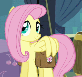 Size: 320x302 | Tagged: safe, screencap, character:fluttershy, species:pegasus, species:pony, episode:putting your hoof down, g4, my little pony: friendship is magic, animated, cropped, saddle bag, smiling, solo, talking, wing hands
