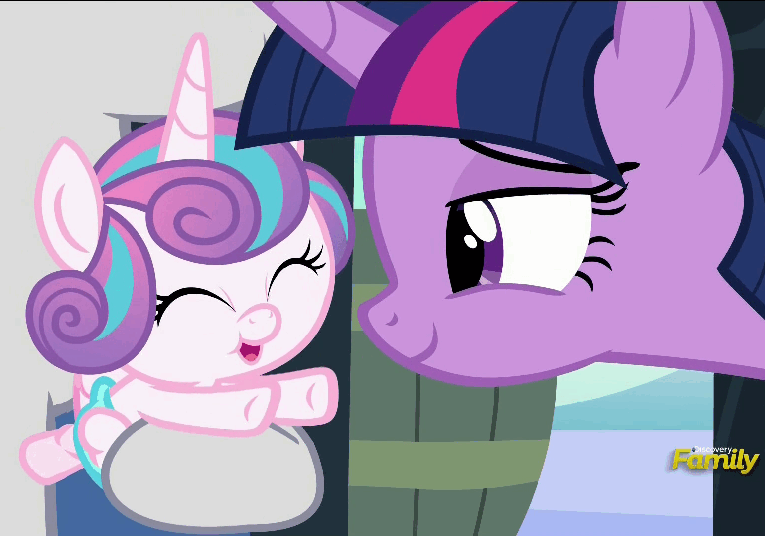 Size: 1541x1080 | Tagged: safe, screencap, character:princess flurry heart, character:twilight sparkle, character:twilight sparkle (alicorn), character:twilight velvet, species:alicorn, species:pony, episode:the crystalling, g4, my little pony: friendship is magic, animated, aunt and niece, baby, baby alicorn, baby flurry heart, baby pony, best aunt ever, cooing, cute, cute baby, dawwww, diaper, diapered, diapered filly, discovery family logo, eyes closed, female, filly, flurrybetes, grandmother, grandmother and grandchild, grandmother and granddaughter, happy, happy baby, heartwarming, holding a baby, holding a pony, hoofy-kicks, infant, lidded eyes, light pink diaper, loop, mare, newborn, newborn baby, newborn filly, open mouth, puffy cheeks, reaching, smiling, twiabetes