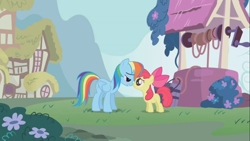Size: 1280x720 | Tagged: safe, screencap, character:apple bloom, character:rainbow dash, episode:call of the cutie, g4, my little pony: friendship is magic, out of context