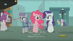 Size: 1594x889 | Tagged: safe, screencap, character:maud pie, character:pinkie pie, character:pinot noir, character:rarity, episode:the gift of the maud pie, g4, my little pony: friendship is magic, animation error