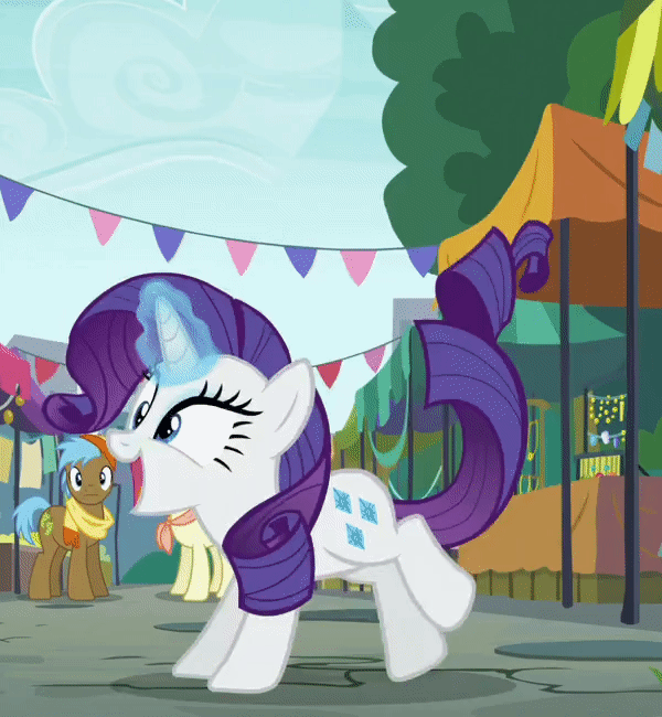 Size: 600x650 | Tagged: safe, screencap, character:rarity, episode:the gift of the maud pie, g4, my little pony: friendship is magic, animated, animation error, behaving like pinkie pie, floating, fluttering, great moments in animation, hoofy-kicks, jumping, magic, missing horn, motion lines, nose in the air, smear frame