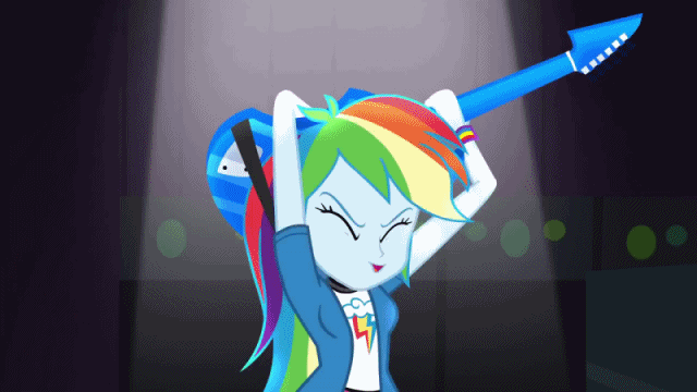 Size: 640x360 | Tagged: safe, screencap, character:rainbow dash, equestria girls:rainbow rocks, g4, my little pony:equestria girls, animated, awesome as i want to be, guitar, loop, raised arm, raised arms, solo