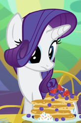 Size: 451x687 | Tagged: safe, screencap, character:rarity, episode:castle sweet castle, g4, my little pony: friendship is magic, cropped, food, pancakes, rarity looking at food, solo