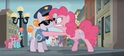 Size: 1280x579 | Tagged: safe, screencap, character:copper top, character:luckette, character:pinkie pie, character:pinot noir, character:ruby pinch, character:strawberry ice, episode:the gift of the maud pie, g4, my little pony: friendship is magic, scrunchy face