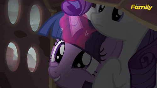 Size: 500x281 | Tagged: safe, screencap, character:rarity, character:twilight sparkle, character:twilight sparkle (alicorn), species:alicorn, species:pony, episode:gauntlet of fire, g4, my little pony: friendship is magic, animated, discovery family logo, female, mare, notebook, pre sneeze, quill, this will end in tears and/or death