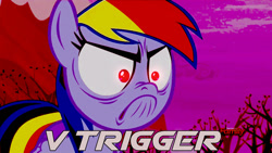 Size: 1280x720 | Tagged: safe, screencap, character:rainbow dash, episode:tanks for the memories, g4, my little pony: friendship is magic, angry, do i look angry, faec, irritated, rainbow dash is best facemaker, street fighter, v-trigger