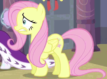 Size: 374x277 | Tagged: safe, screencap, character:fluttershy, episode:hearth's warming eve, g4, my little pony: friendship is magic, animated, fear, scared, shaking, stage fright