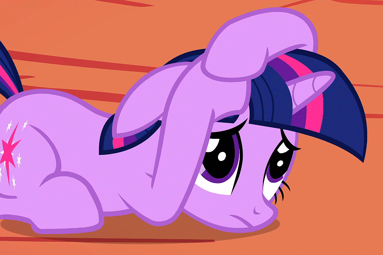 Size: 1483x990 | Tagged: safe, screencap, character:twilight sparkle, character:twilight sparkle (unicorn), species:pony, species:unicorn, episode:the ticket master, g4, my little pony: friendship is magic, animated, blinking, covering, cowering, cute, female, floppy ears, gif, looking up, mare, sad, sadorable, solo, twiabetes