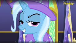 Size: 1920x1080 | Tagged: safe, screencap, character:trixie, species:pony, species:unicorn, episode:no second prances, g4, my little pony: friendship is magic, female, grin, lidded eyes, looking at you, mare, no second glances, raised eyebrow, smirk, solo, uh oh