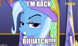 Size: 568x335 | Tagged: safe, screencap, character:trixie, species:pony, species:unicorn, episode:no second prances, g4, my little pony: friendship is magic, female, image macro, mare, meme, text, trixie yells at everything, vulgar