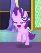Size: 171x219 | Tagged: safe, screencap, character:starlight glimmer, episode:no second prances, g4, my little pony: friendship is magic, derp, faec, running, trailer