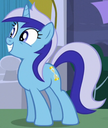 Size: 422x498 | Tagged: safe, screencap, character:minuette, species:pony, species:unicorn, episode:amending fences, g4, my little pony: friendship is magic, cropped, cute, grin, minubetes, smiling, solo