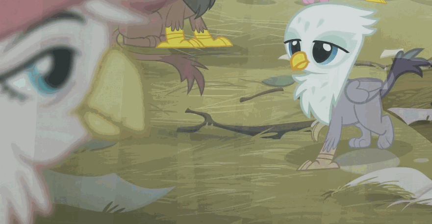 Size: 881x457 | Tagged: safe, screencap, character:graff, character:li'l griffon, character:pinkie pie, species:griffon, episode:the lost treasure of griffonstone, g4, my little pony: friendship is magic, animated, chickub, cropped, cute, graffabetes