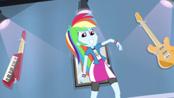 Size: 1280x720 | Tagged: safe, screencap, character:rainbow dash, episode:guitar centered, equestria girls:rainbow rocks, g4, my little pony:equestria girls, animation error, electric guitar, guitar, keytar, musical instrument, solo