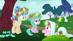 Size: 1920x1080 | Tagged: safe, screencap, character:aura, character:lemon hearts, character:tender brush, character:white lightning, species:pegasus, species:pony, episode:no second prances, g4, my little pony: friendship is magic, background pony, female, friendship, mare, spearmint stars