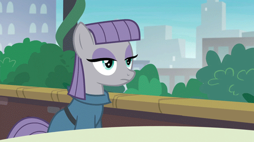 Size: 500x281 | Tagged: safe, screencap, character:maud pie, species:earth pony, species:pony, episode:the gift of the maud pie, g4, my little pony: friendship is magic, animated, blinking, cute, expressionless face, female, mare, maud being maud, maud pie may or may not be amused, sitting, solo