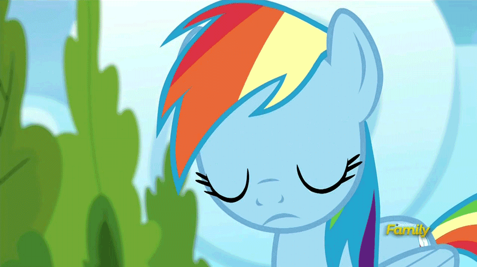 Size: 958x536 | Tagged: safe, screencap, character:rainbow dash, episode:newbie dash, g4, my little pony: friendship is magic, animated, discovery family logo, focus, looking around, rainbow fall, road, solo