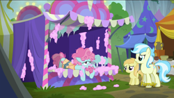 Size: 1920x1080 | Tagged: safe, screencap, character:cultivar, character:noi, character:papa beard, episode:newbie dash, g4, my little pony: friendship is magic, cotton candy, cotton candy vendor, discovery family logo, food