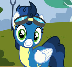 Size: 1140x1050 | Tagged: safe, screencap, character:high winds, episode:newbie dash, g4, my little pony: friendship is magic, cropped, cute, solo, wonderbolts uniform