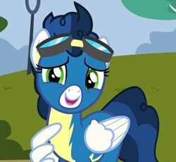 Size: 1140x1050 | Tagged: safe, screencap, character:high winds, episode:newbie dash, g4, my little pony: friendship is magic, cropped, solo, wonderbolts uniform
