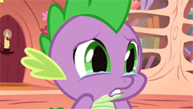 Size: 275x155 | Tagged: safe, screencap, character:spike, episode:owl's well that ends well, g4, my little pony: friendship is magic, animated, blinking, crying, cute, frown, golden oaks library, gritted teeth, loop, sad, solo, spikabetes, teary eyes, weapons-grade cute
