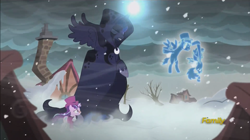 Size: 1568x878 | Tagged: safe, screencap, character:princess luna, character:snowfall frost, character:starlight glimmer, episode:a hearth's warming tail, g4, my little pony: friendship is magic, discovery family logo, spirit of hearth's warming yet to come