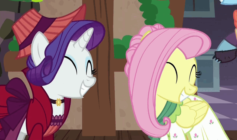 Size: 783x462 | Tagged: safe, screencap, character:fluttershy, character:rainbow dash, character:rarity, episode:a hearth's warming tail, g4, my little pony: friendship is magic, animated, flutterholly, laughing, laughing flarity, laughingmares.gif, laughingmares.jpg, loop, merry, snowdash