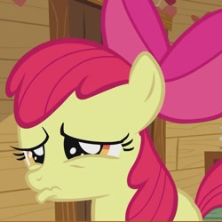 Size: 649x649 | Tagged: safe, screencap, character:apple bloom, episode:hearts and hooves day, g4, my little pony: friendship is magic, cropped, pouting, sad, solo