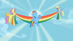 Size: 1280x720 | Tagged: safe, screencap, character:derpy hooves, character:parasol, character:rainbow dash, species:pegasus, species:pony, episode:fall weather friends, g4, my little pony: friendship is magic, banner, female, mare