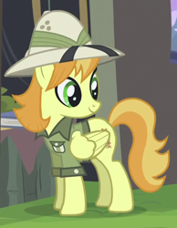 Size: 428x552 | Tagged: safe, screencap, character:teddie safari, species:pegasus, species:pony, episode:trade ya, g4, my little pony: friendship is magic, animation error, daring do collector, race swap, solo