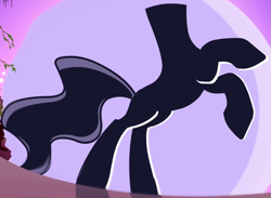 Size: 770x565 | Tagged: safe, screencap, episode:sleepless in ponyville, g4, my little pony: friendship is magic, cropped, headless, headless horse, rearing, silhouette, solo