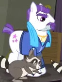 Size: 128x168 | Tagged: safe, screencap, character:mr. stripes, species:pony, episode:the saddle row review, g4, my little pony: friendship is magic, male, raccoon, smoky jr., softpad, stallion