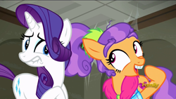 Size: 1920x1080 | Tagged: safe, screencap, character:plaid stripes, character:rarity, episode:the saddle row review, g4, my little pony: friendship is magic, braces, discovery family logo, lip bite