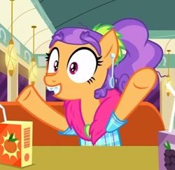 Size: 458x443 | Tagged: safe, screencap, character:plaid stripes, episode:the saddle row review, g4, my little pony: friendship is magic, juice, juice box, plaidabetes