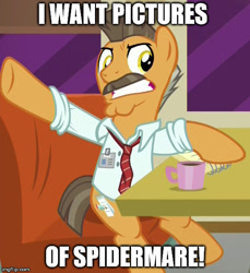 Size: 500x546 | Tagged: safe, screencap, episode:the saddle row review, g4, my little pony: friendship is magic, buried lede, j. jonah jameson, spider-mare