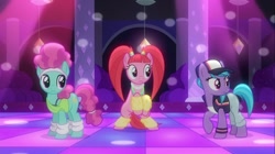 Size: 1100x618 | Tagged: safe, screencap, character:azure velour, character:pacific glow, episode:the saddle row review, g4, my little pony: friendship is magic, flashdancer