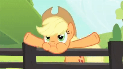 Size: 400x225 | Tagged: safe, screencap, character:applejack, species:pony, episode:applejack's day off, animated, silly, silly pony, solo, who's a silly pony