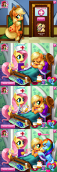 Size: 960x2880 | Tagged: safe, screencap, character:applejack, character:fluttershy, character:rainbow dash, species:pony, doctor fluttershy, flash game, game, nurse
