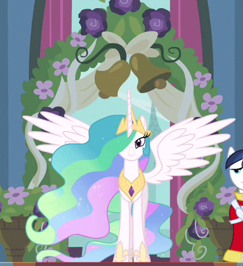 Size: 500x547 | Tagged: safe, screencap, character:princess celestia, character:shining armor, episode:a canterlot wedding, g4, my little pony: friendship is magic, altar, animated, cropped, solo focus, spread wings, wings