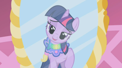 Size: 800x452 | Tagged: safe, screencap, character:twilight sparkle, episode:the ticket master, g4, my little pony: friendship is magic, lidded eyes, saddle, solo, tack