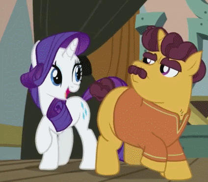 Size: 424x371 | Tagged: safe, screencap, character:coriander cumin, character:rarity, species:pony, episode:spice up your life, g4, my little pony: friendship is magic, animated, rarara, wiggle