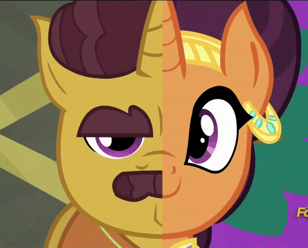 Size: 617x497 | Tagged: safe, screencap, character:coriander cumin, character:saffron masala, species:pony, episode:spice up your life, g4, my little pony: friendship is magic, animated, it's gonna work, loop, split screen, two sides