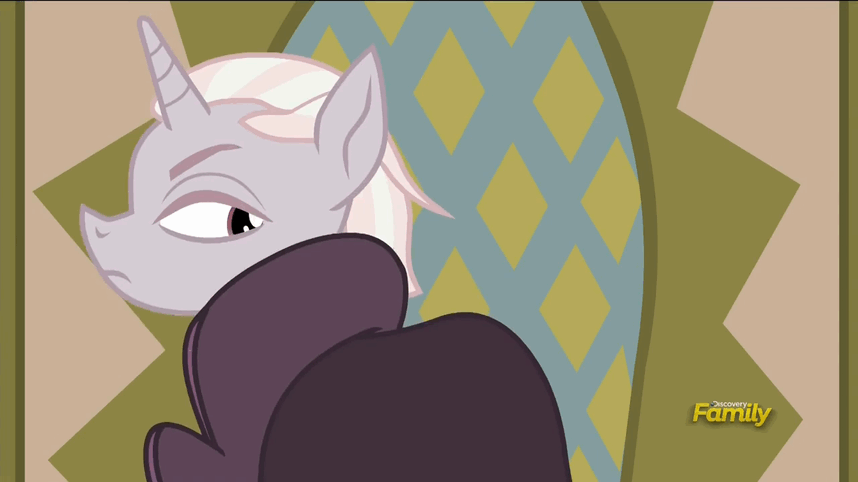Size: 858x482 | Tagged: safe, screencap, character:zesty gourmand, species:pony, species:unicorn, episode:spice up your life, g4, my little pony: friendship is magic, animated, clothing, discovery family logo, female, mare, raised eyebrow, solo