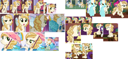 Size: 3426x1578 | Tagged: safe, screencap, character:cayenne, character:fleur-de-lis, character:pinkie pie, character:polo play, character:rarity, character:say cheese, character:serena, character:sweet biscuit, character:upper crust, species:pony, species:unicorn, episode:canterlot boutique, episode:spice up your life, g4, my little pony: friendship is magic, background pony, bon appétit, c:, clothing, collage, cute, dress, eyes closed, female, frown, gritted teeth, happy, julia child, las pegasus resident, lidded eyes, lily love, male, mare, open mouth, perry pierce, pointing, princess dress, raised hoof, reference sheet, sad, scared, smiling, stallion, trotting, umbrella, wide eyes