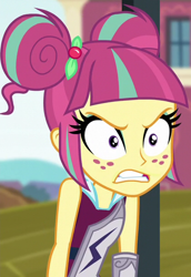 Size: 420x610 | Tagged: safe, screencap, character:sour sweet, my little pony:equestria girls, angry, cropped, freckles, madorable, sour sweet is not amused, unamused